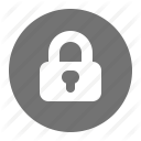 Une icône de cadenas blanc dans un cercle gris.