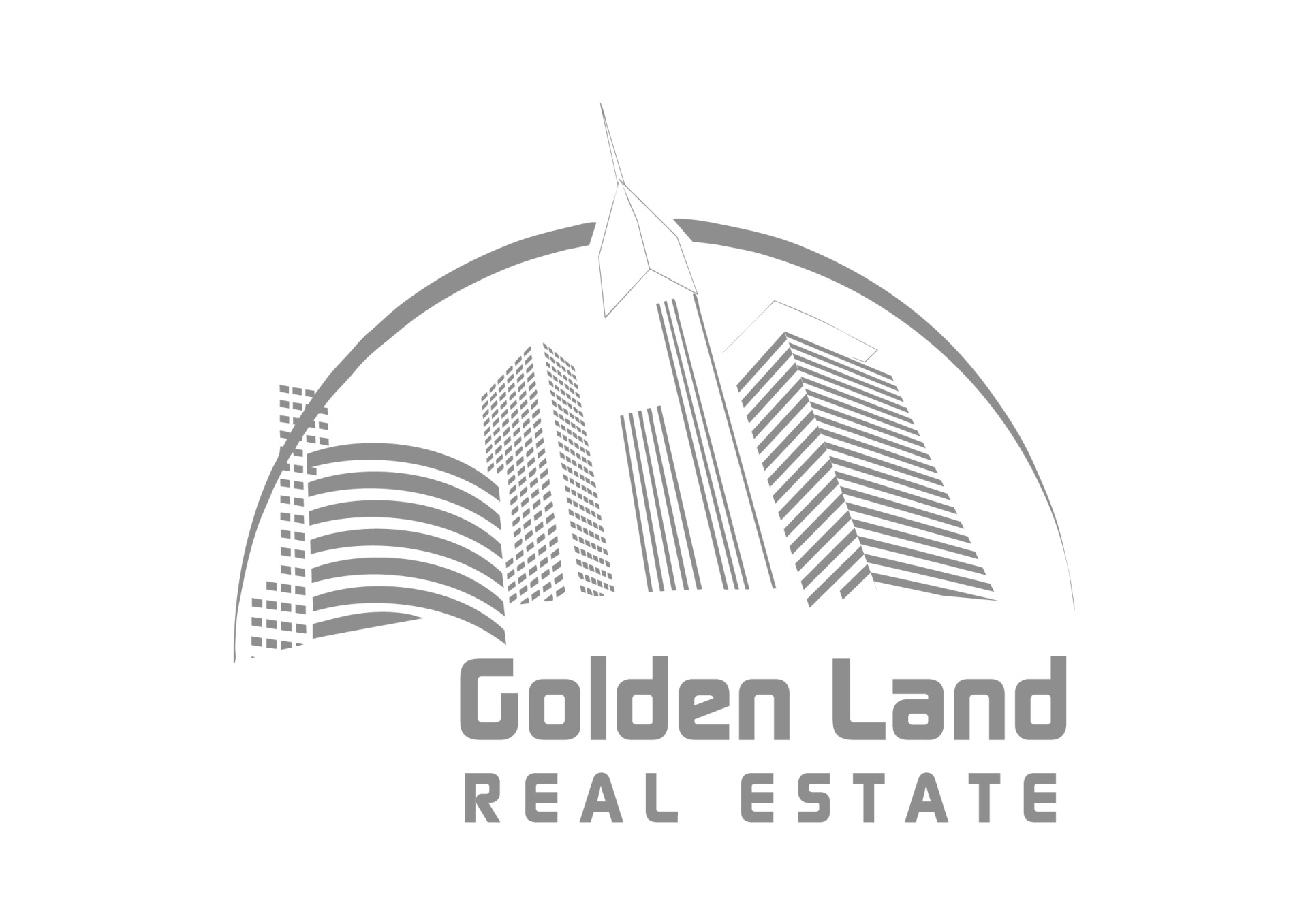 A logo for a real estate company called golden land real estate.