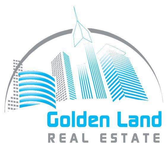 A logo for a real estate company called golden land real estate