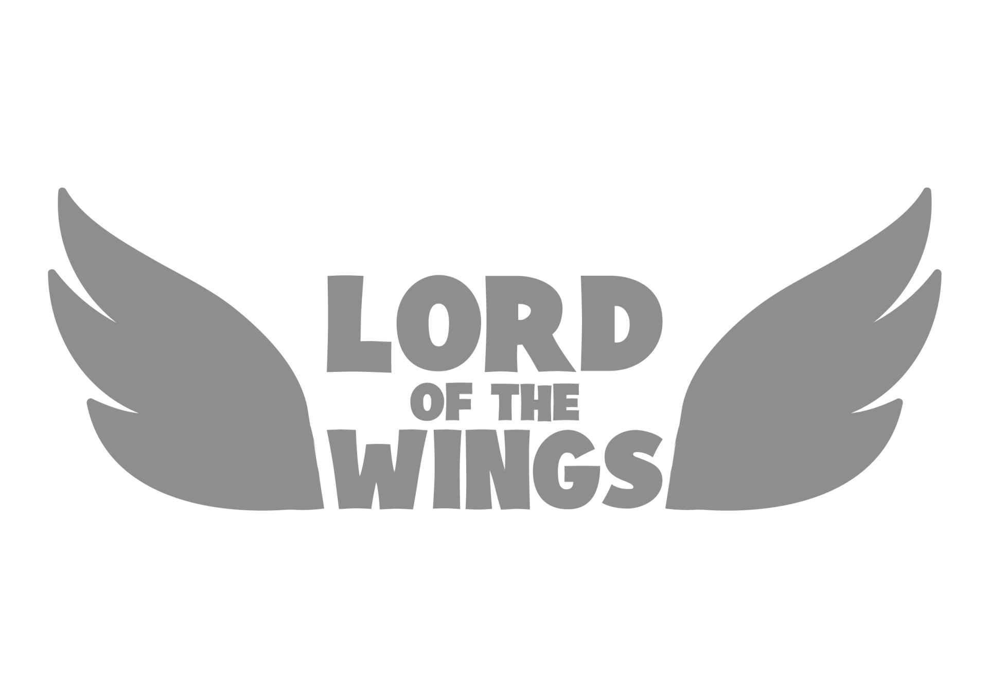 A logo for lord of the wings with wings on a white background