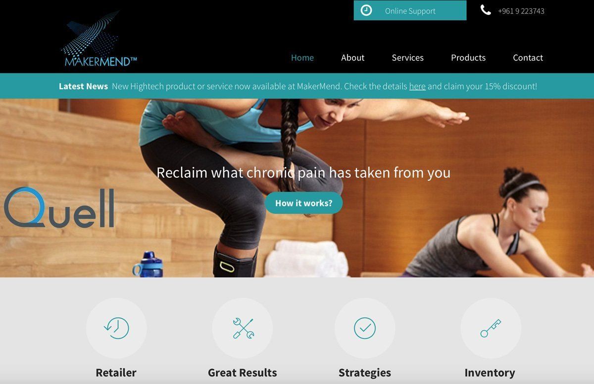 A screenshot of a website that says quell on it