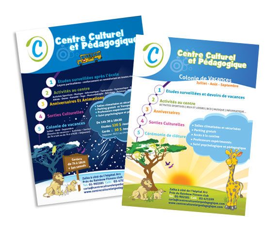 A poster for centre cultural et pedagogique with a giraffe on it