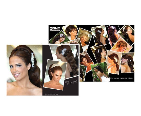 A woman is wearing a ponytail with a tiara on her head.