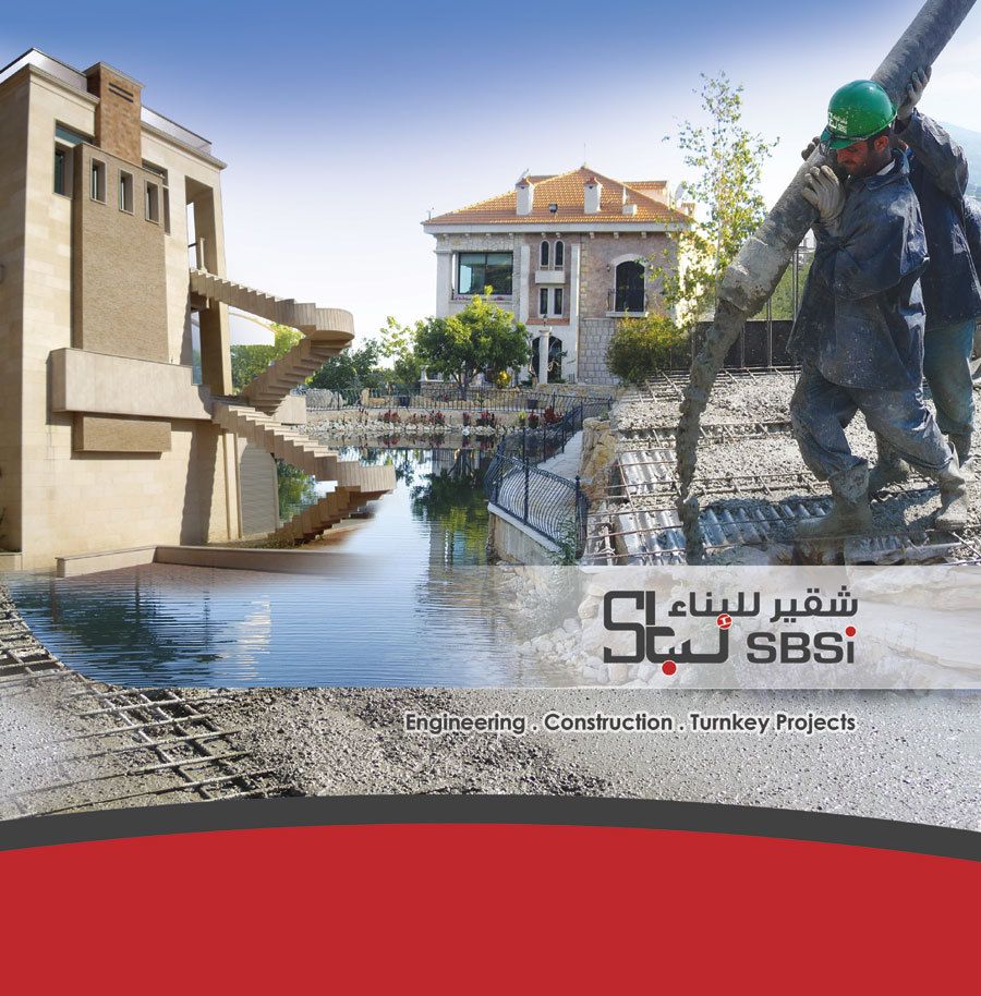 An advertisement for sbsi shows a man pouring concrete