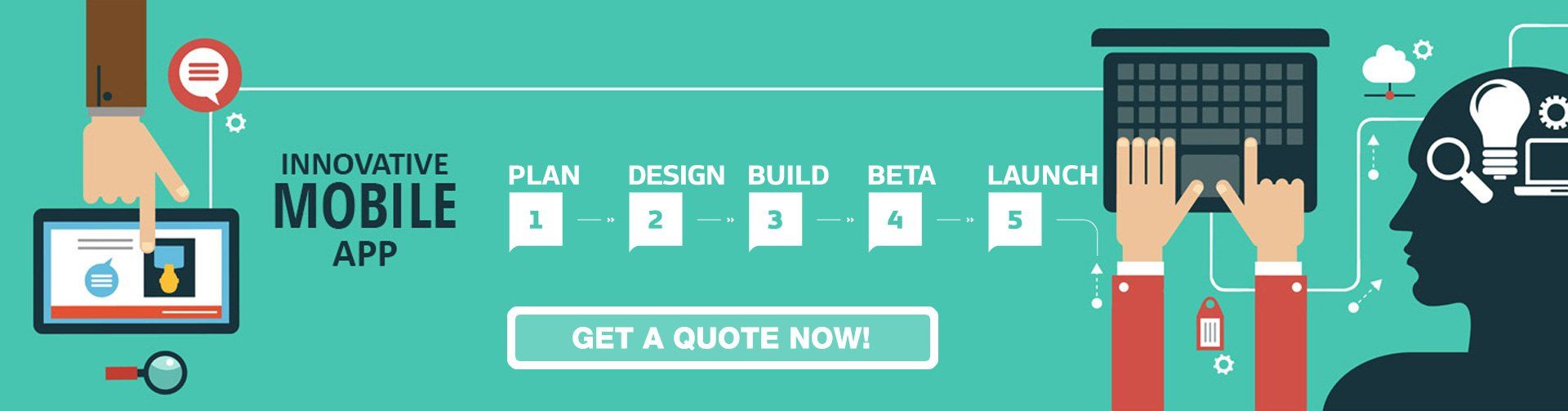 An advertisement for a mobile app that says get a quote now