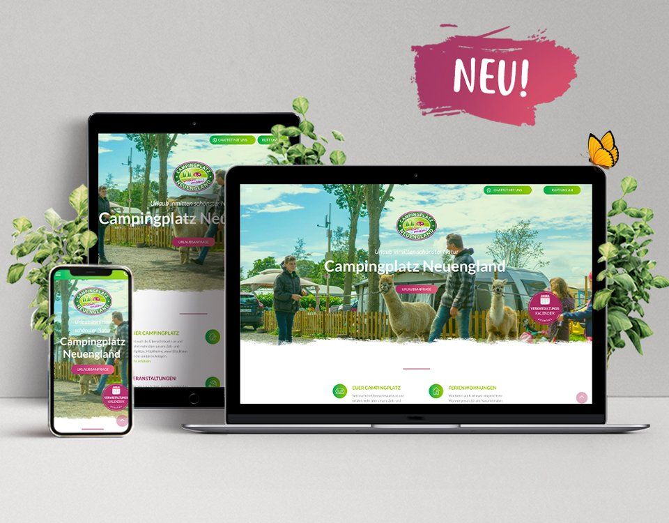 Neue Internetseite für Campingplatz Neuengland