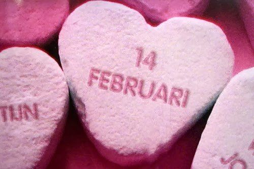 Roze snoephartje met de tekst 