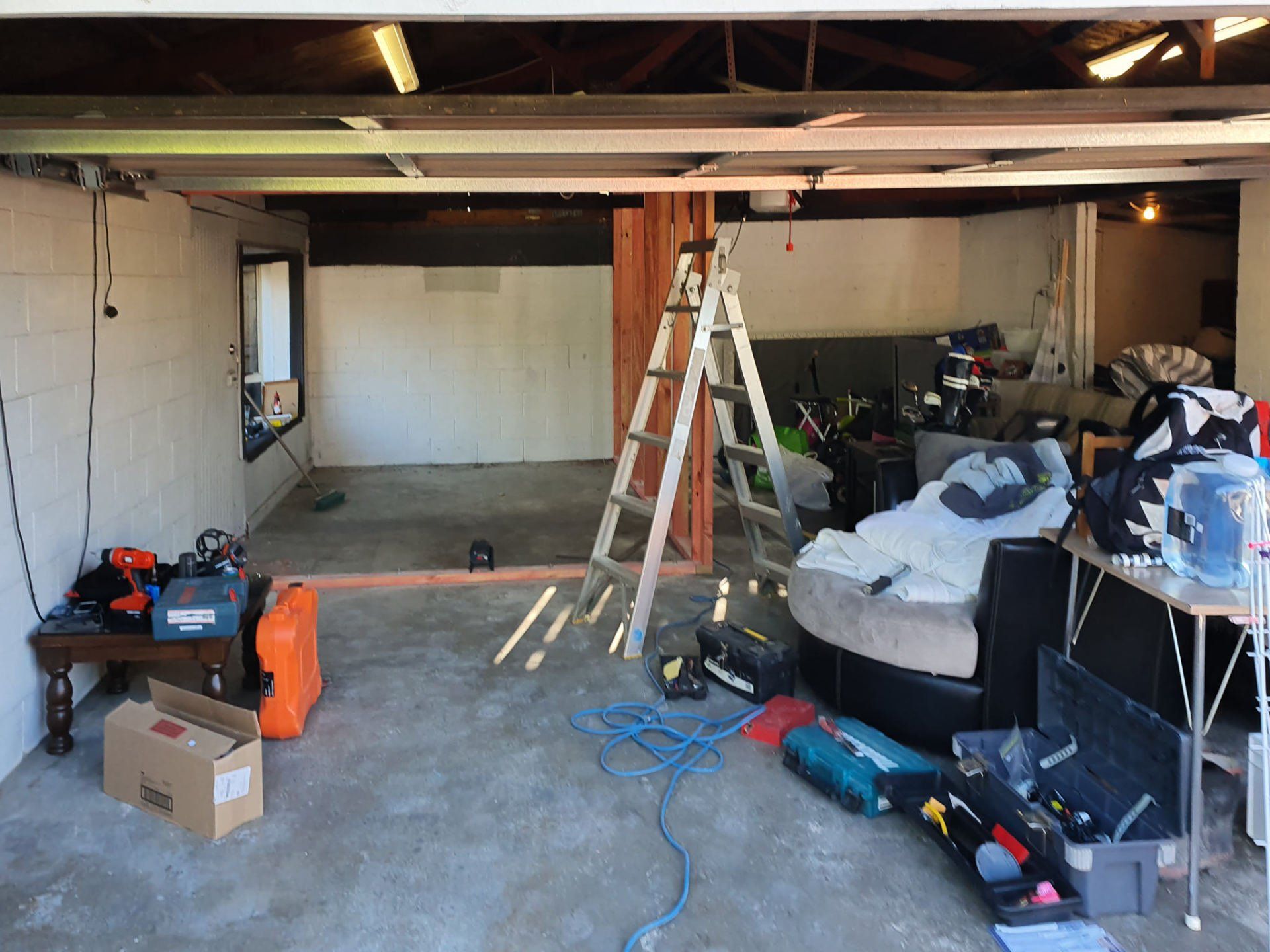 There is a ladder in the middle of the room.