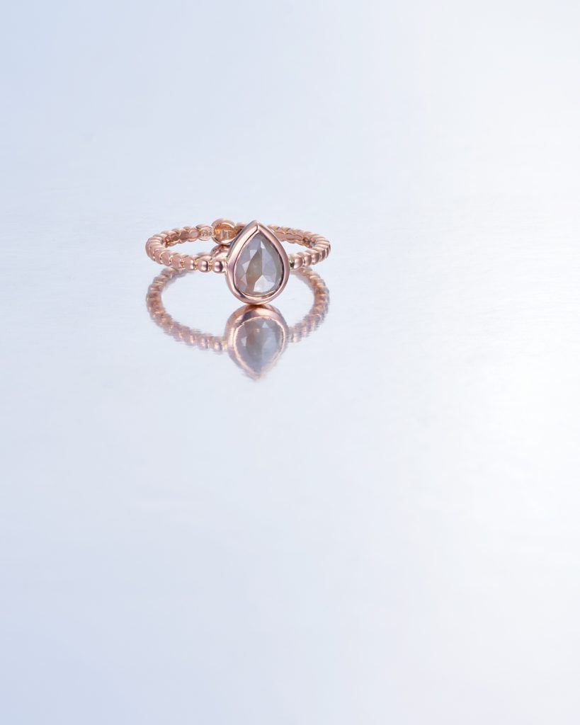 tear drop ring with white stone