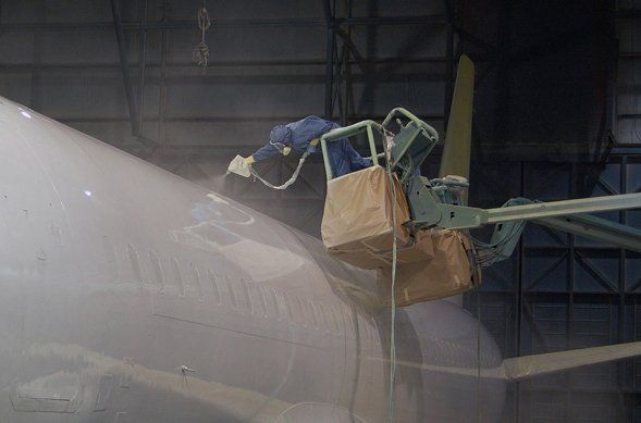 painting an airplane