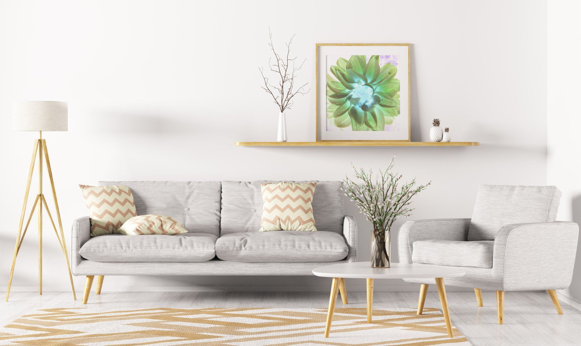 Living Room with Gray Sofa — Danville, KY — Mattresses & More