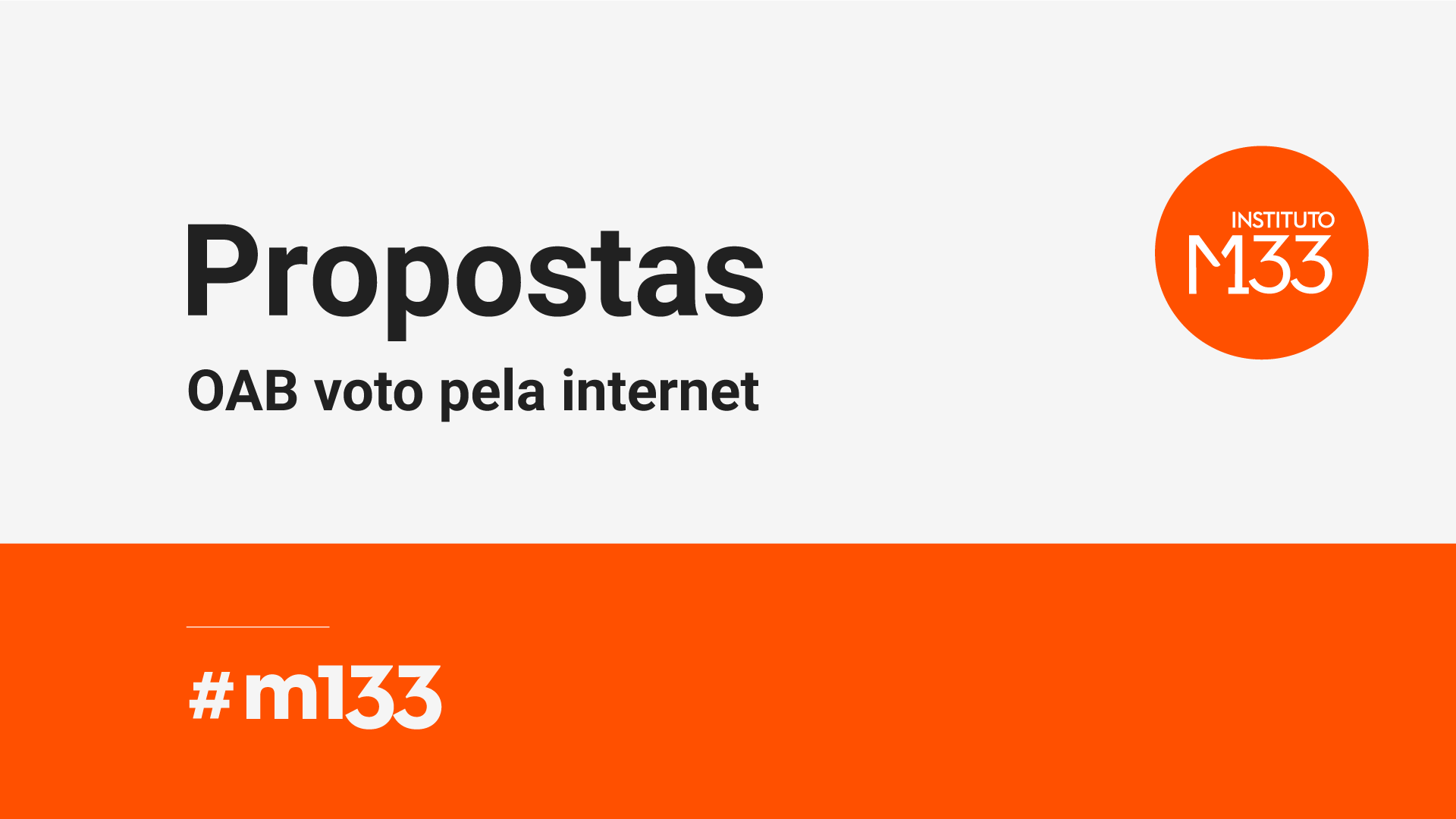 Uma faixa branca e laranja com as palavras propostas oab voto pela internet escritas.