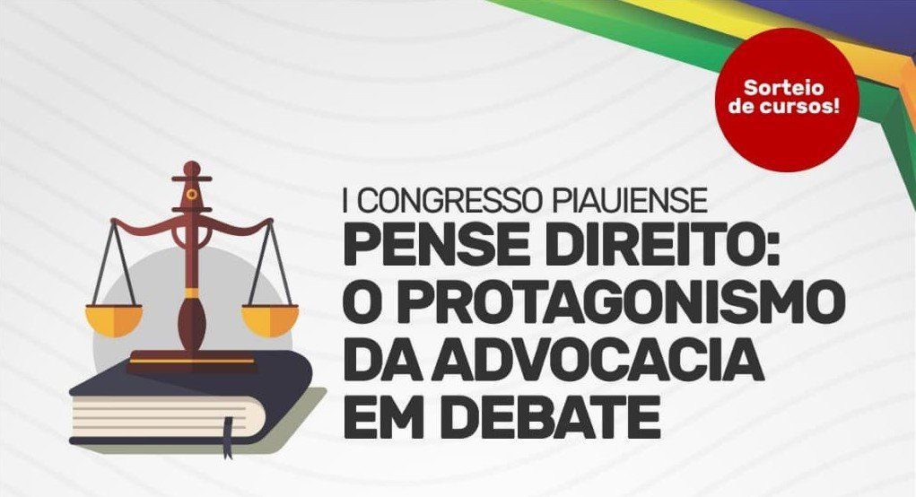 Um cartaz com uma escala de justiça em cima de um livro.