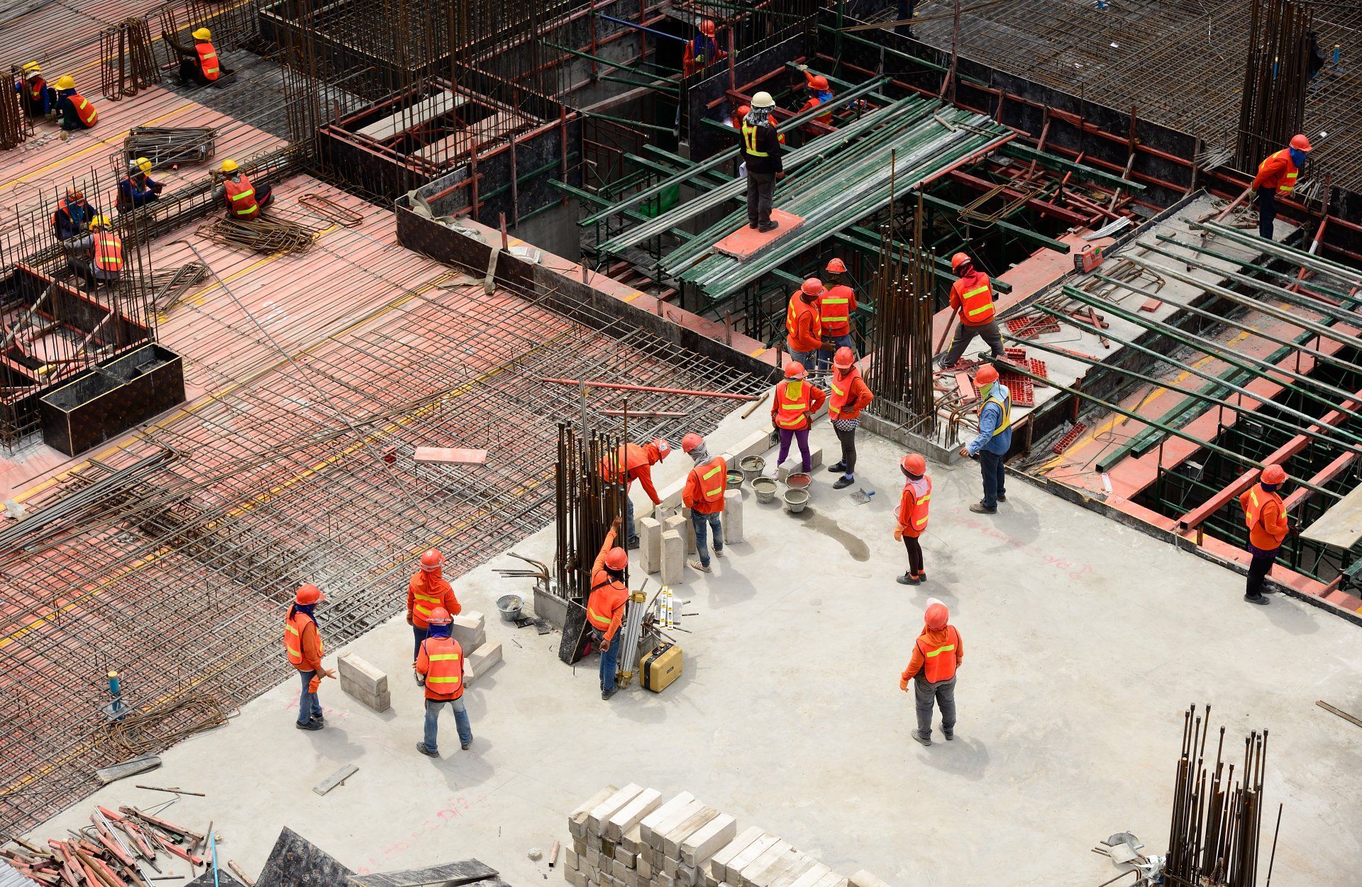 Construction site workers.