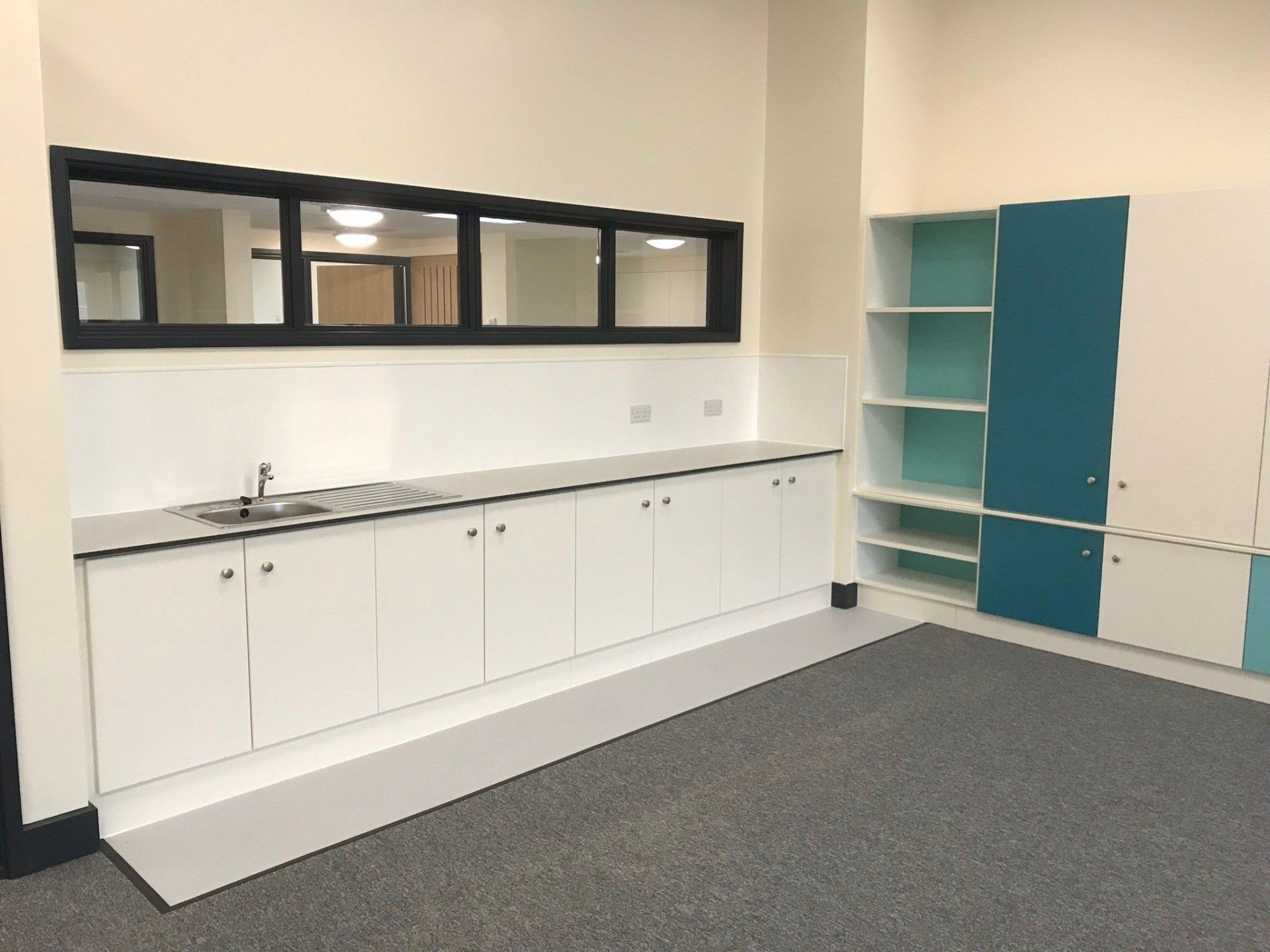 green storage units and sink