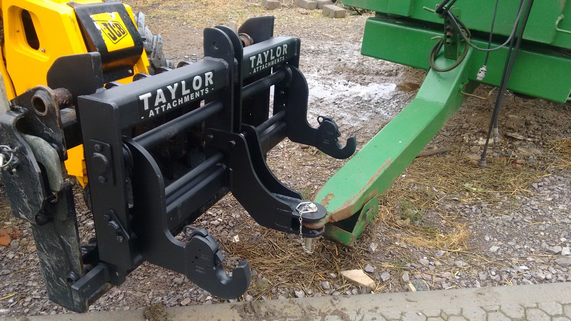 Removeable clevis for moving trailed implements in use on JCB telehandler