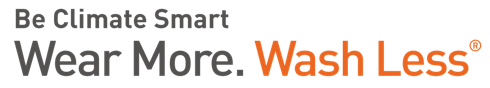 De slogan van Be Climate Smart: Draag meer. Was minder.