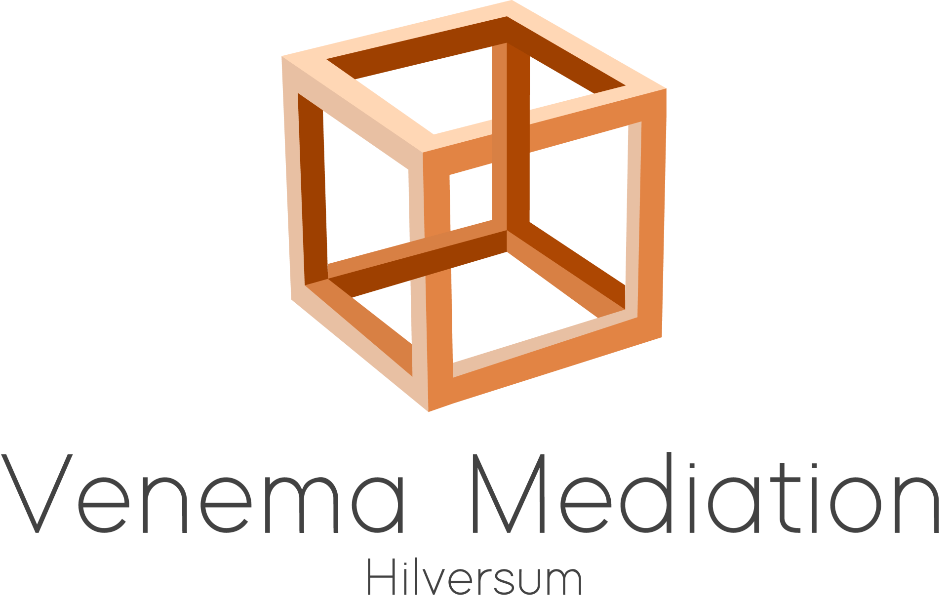 Een logo voor Venema Mediation met een kubus in het midden