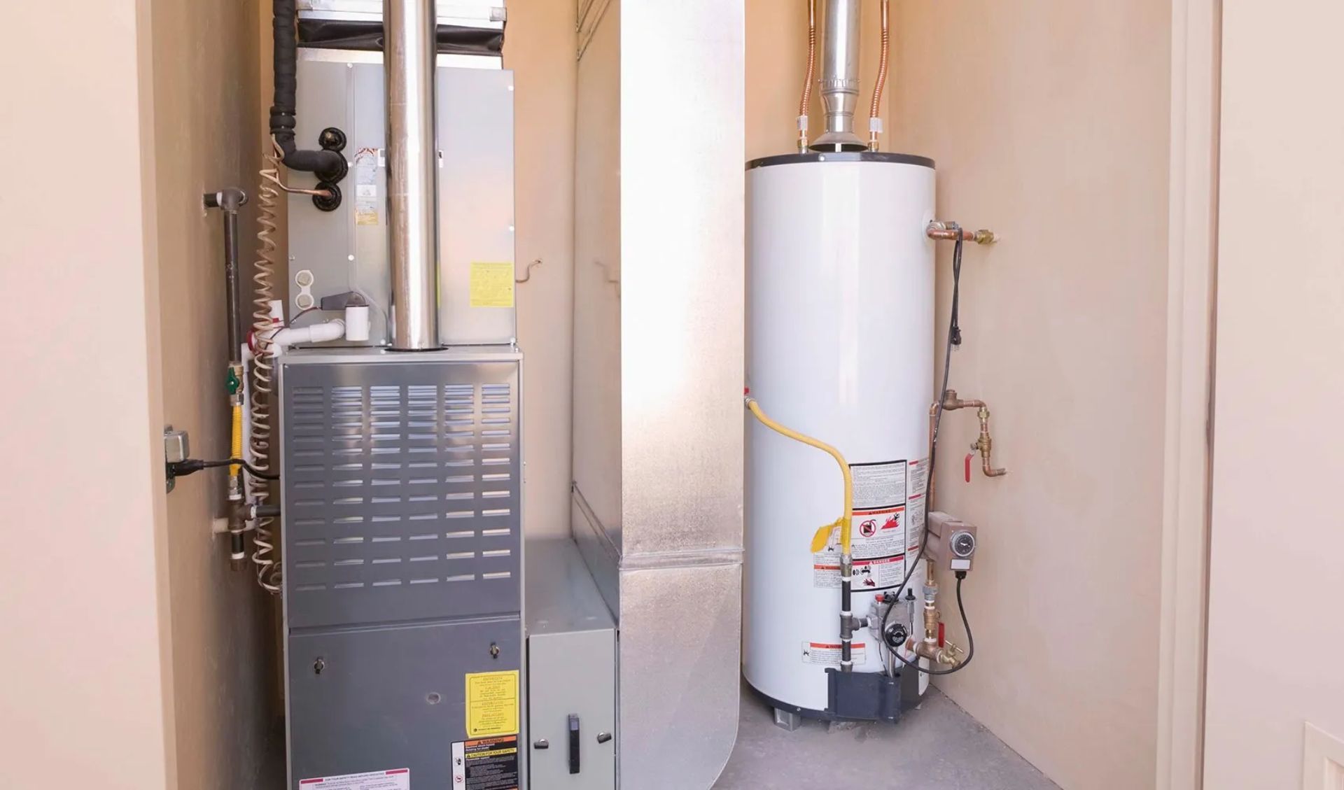 Room with AC and hot water heater
