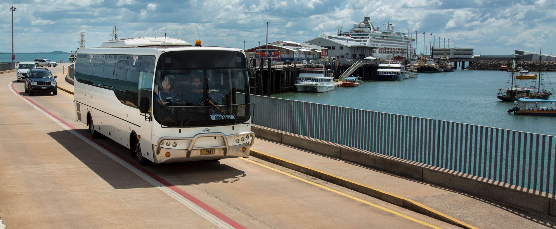 Coach Charters Australia bus along Darwin Wharf