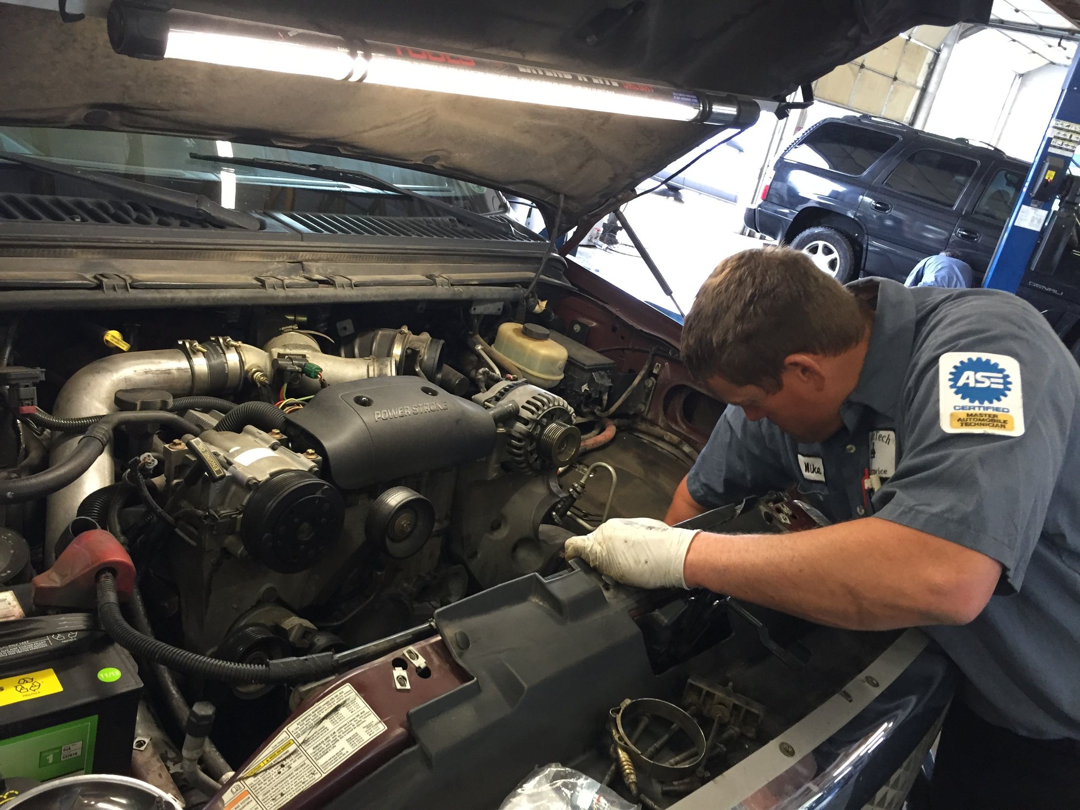 Technician working on a truck