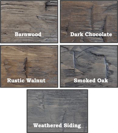 Mantel Finish Options: Barnwood, Dark Chocolate, Rustic Walnut, Smoked Oak and Weathered Siding