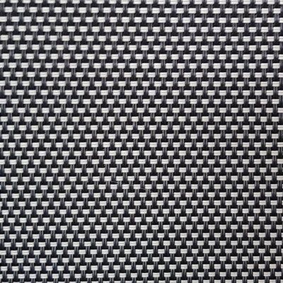 A close up of a black and white woven fabric.