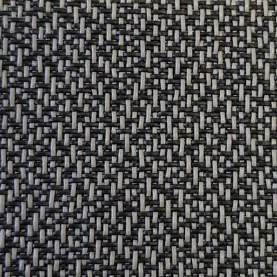 A close up of a black and white woven fabric.