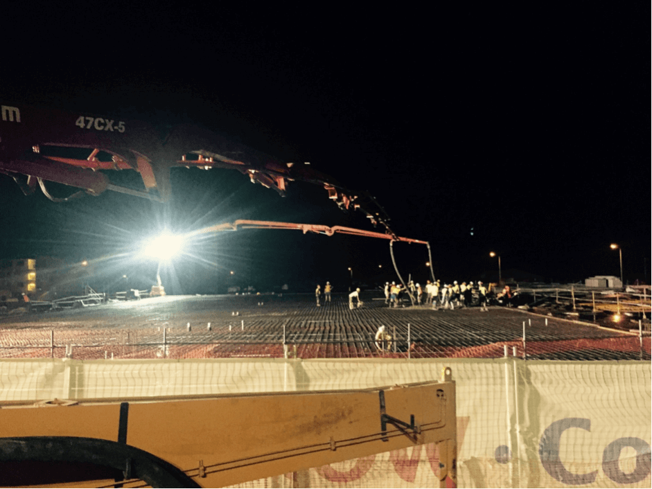 Construction Site At Night — Concrete Pumping in Berrimah, NT