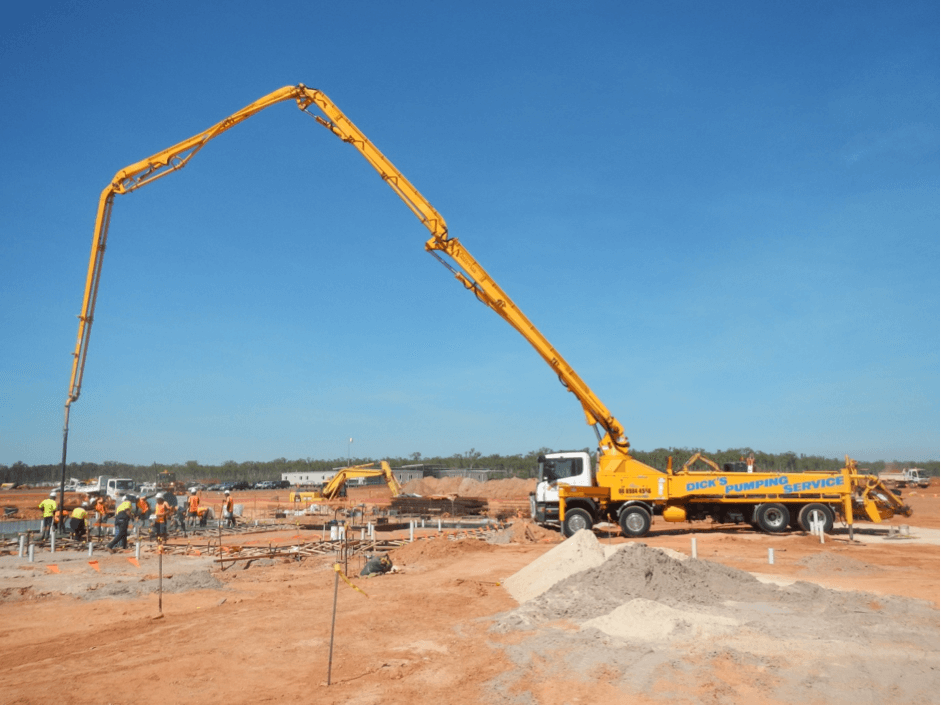 Yellow Pumping Truck — Concrete Pumping in Berrimah, NT