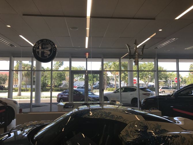 Interior glass sign Car Dealership