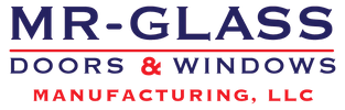 Logo for MR-GLASS, a manufacturing company for doors and windows.