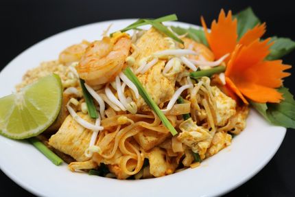 Sea Food — A plate of seafood pad Thai with stir fried rice noodles in Murfreesboro, TN Sea Food — A plate of seafood pad Thai with stir fried rice noodles in Murfreesboro, TN