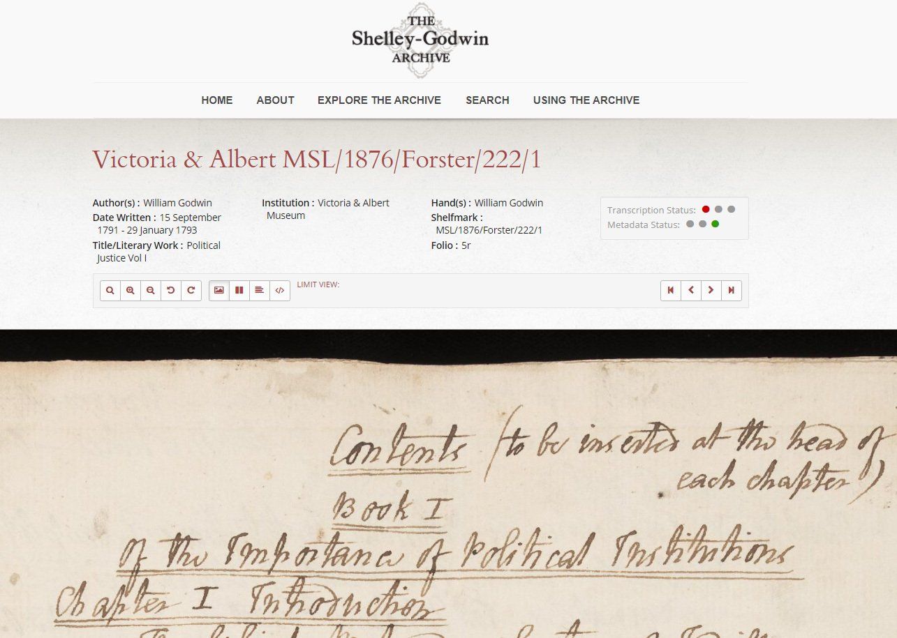 William Godwin, Political Justice manuscript, Shelley-Godwin Archive