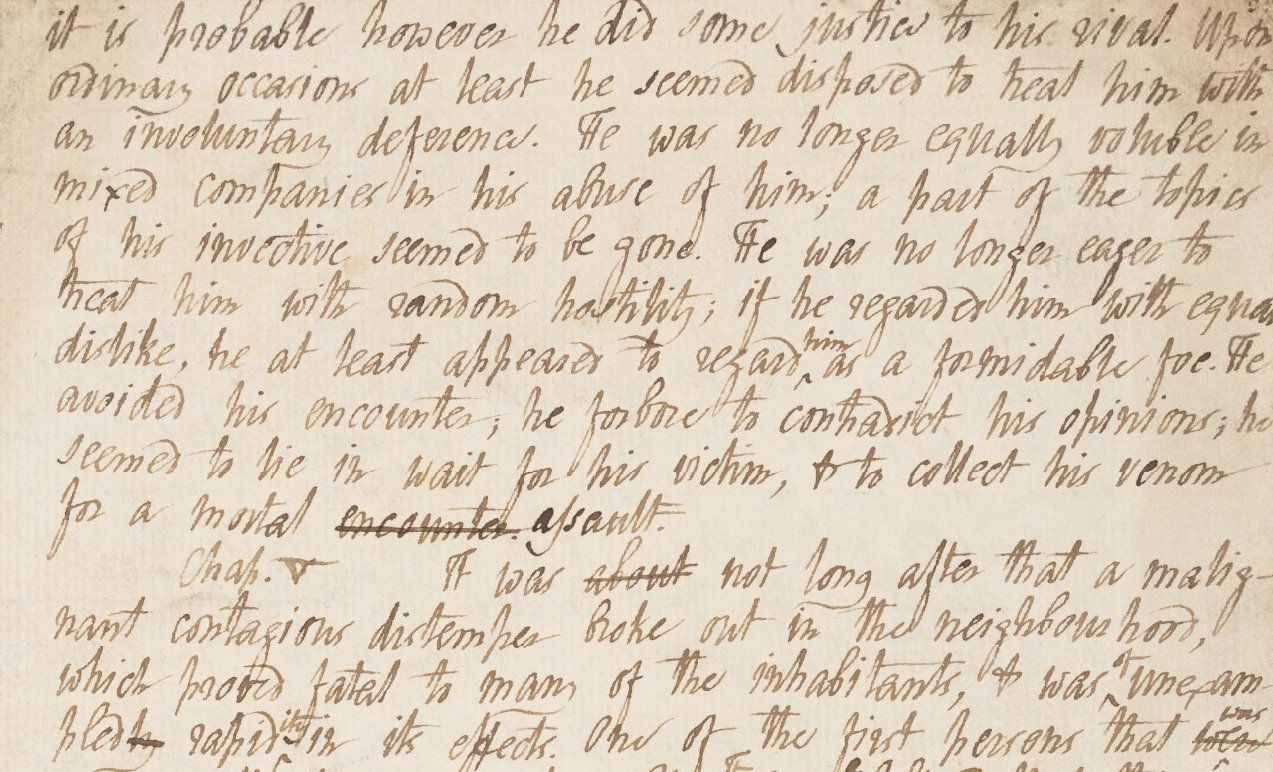 William Godwin, page from manuscript of Caleb Williams, V&A collection
