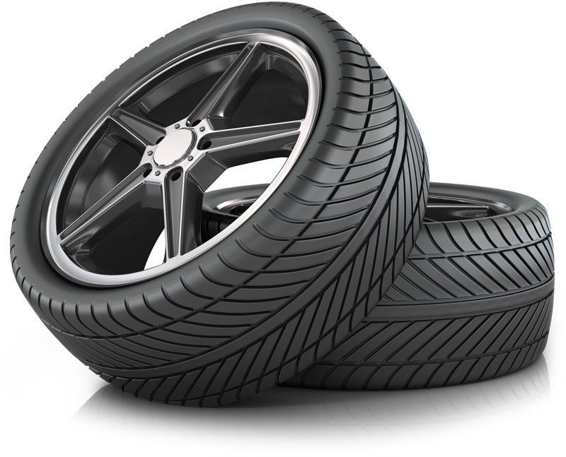 Two car wheels on a white background.