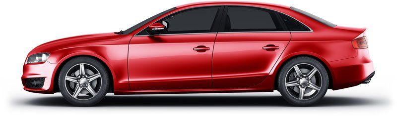 3d rendering of an unbranded generic red car