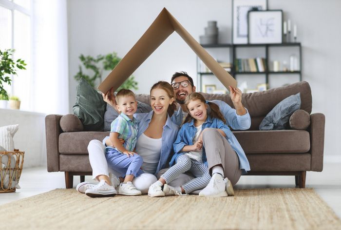 family in home