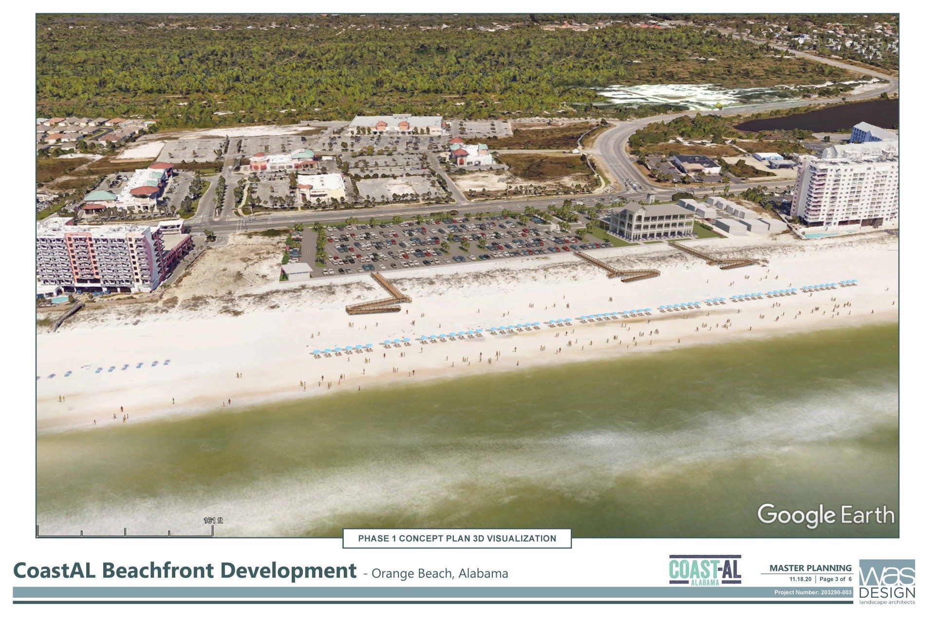 Aerial view of Bama Beach Restaurant from the south