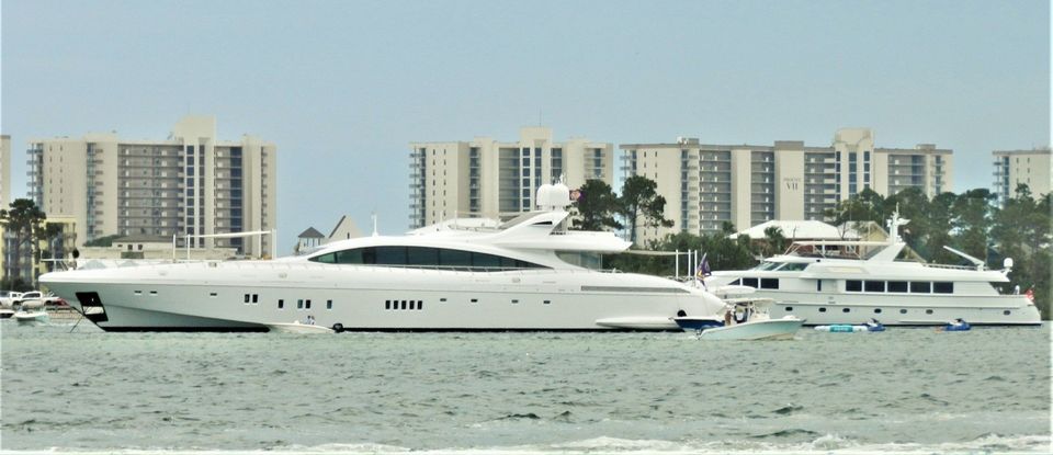 Yachts near Robinson Island in Orange Beach, Alabama.