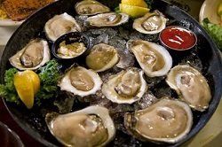 Ice-cold oysters on the half shell at Doc's Seafood in Orange Beach, Alabama.