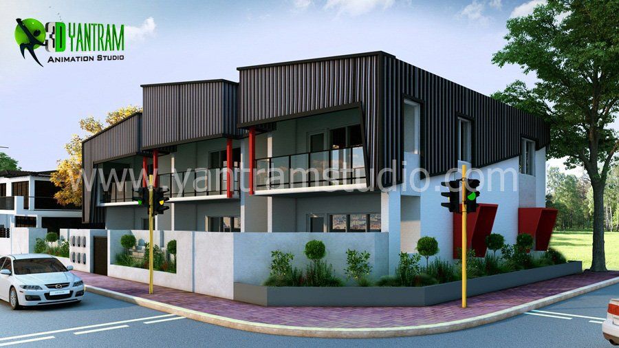 3D Exterior Residential Home Rendering With Landscape Design