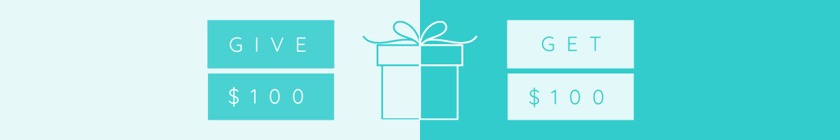 A gift box with a bow on it is on a blue and white background.