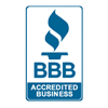 BBB Accredited Business logo: blue flame over the letters 