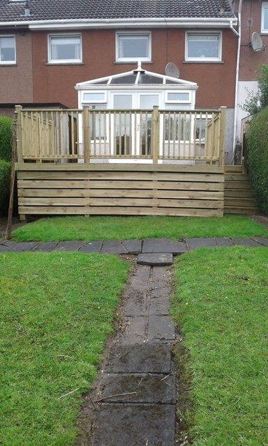 Raised decking and rail
