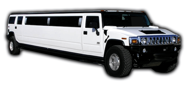 A white hummer limousine on a white background
