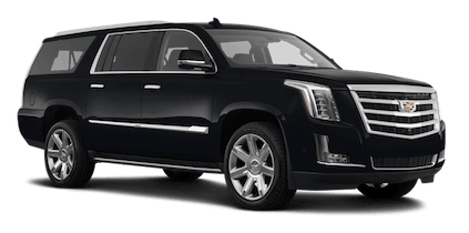 A black cadillac escalade is shown on a white background.