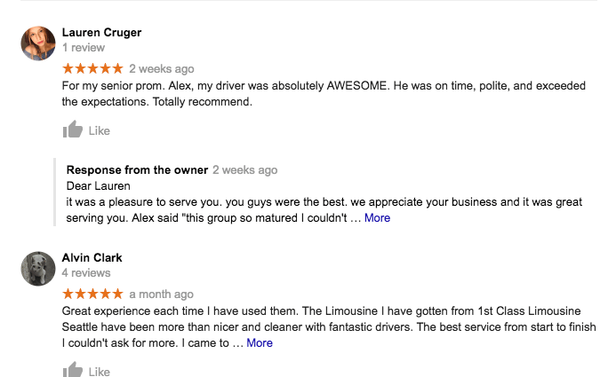 A screenshot of a review on a google review page.