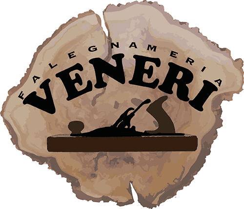 Un logo con effetto legno, caratterizzato dalla scritta nera 