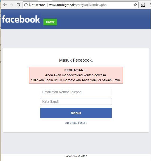 Situs phishing pencuri password